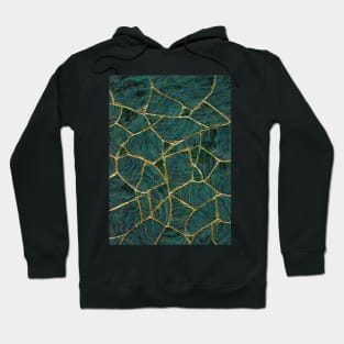 Malachite Kintsugi Broken Art Green and Gold Hoodie